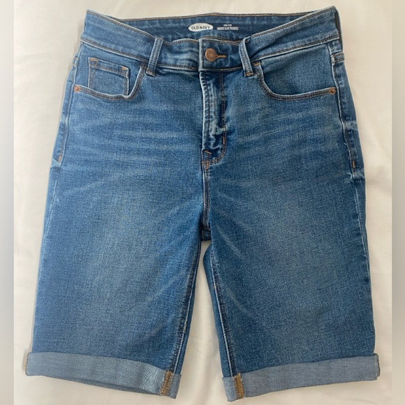 Old Navy Pants - Old Navy Blue Denim Bermuda Shorts - Rolled Hem